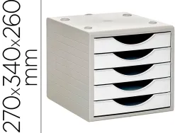 Module de classement archivo 2000 5 tiroirs coloris blanc opaque 270x340x260mm