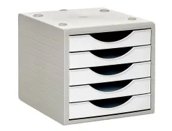 Module de classement archivo 2000 5 tiroirs coloris blanc opaque 270x340x260mm