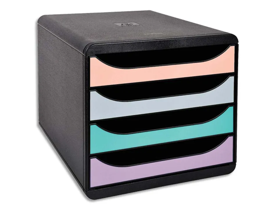Module de classement exacompta big box aquarel 4 tiroirs format jusqu a a4+ dimensions 27,8x26,7x34,7cm coloris noir pas