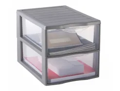 Module de rangement fast 2 tiroirs empilable poignees ergonomiques 36x26x25 cm