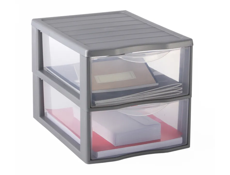 Module de rangement fast 2 tiroirs empilable poignees ergonomiques 36x26x25 cm