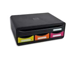 Module de rangement rehausseur exacompta toolbox iderama recycle 4 petits tiroirs de coloris assortis