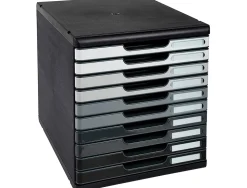 Module exacompta 10 tiroirs certifies ange bleu noir nuances de gris glossy