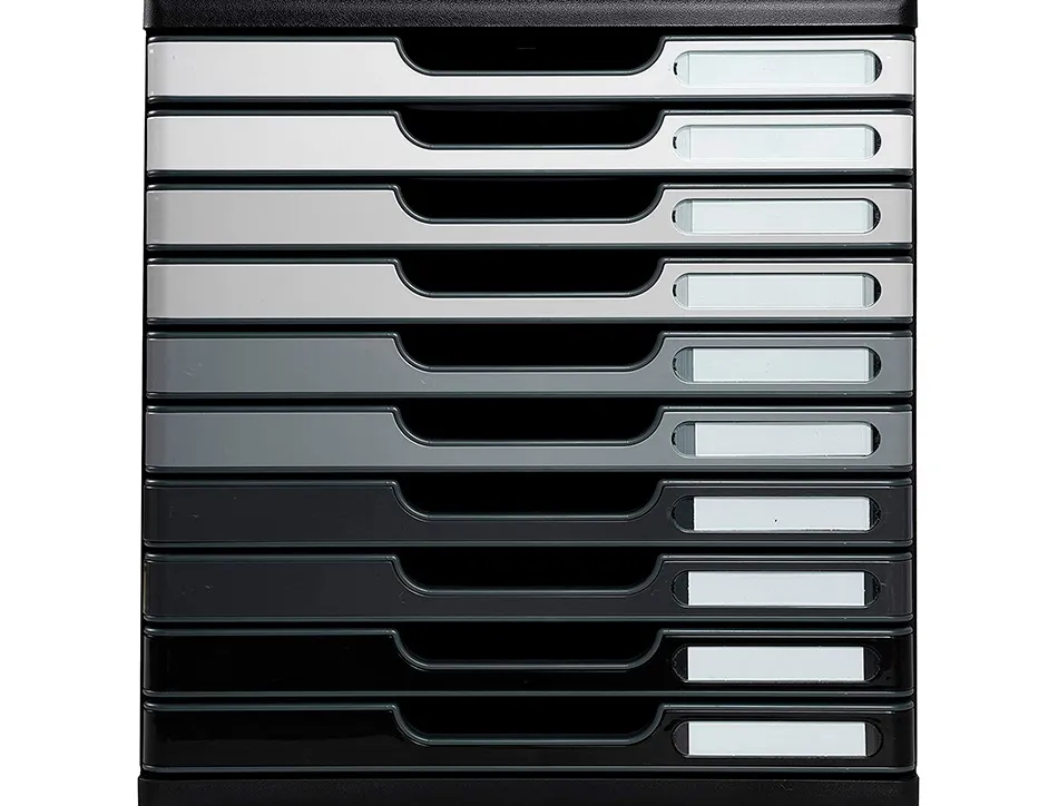 Module exacompta 10 tiroirs certifies ange bleu noir nuances de gris glossy