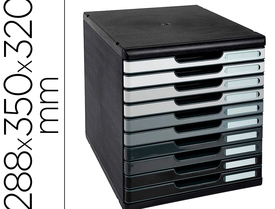 Module exacompta 10 tiroirs certifies ange bleu noir nuances de gris glossy