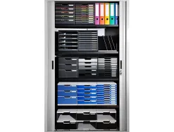 Module exacompta 10 tiroirs certifies ange bleu noir nuances de gris glossy