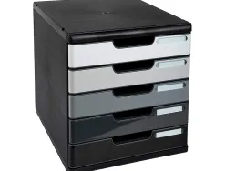Module exacompta 5 tiroirs certifies ange bleu noir nuances de gris glossy