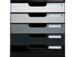 Module exacompta 5 tiroirs certifies ange bleu noir nuances de gris glossy