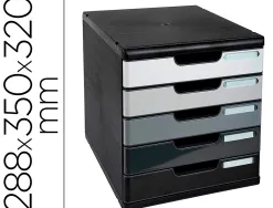 Module exacompta 5 tiroirs certifies ange bleu noir nuances de gris glossy