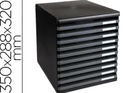 Module exacompta ecoblack 10 tiroirs ouverts a4 350x288x320mm butée sécurité coloris noir/gris