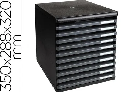 Module exacompta ecoblack 10 tiroirs ouverts a4 350x288x320mm butée sécurité coloris noir/gris