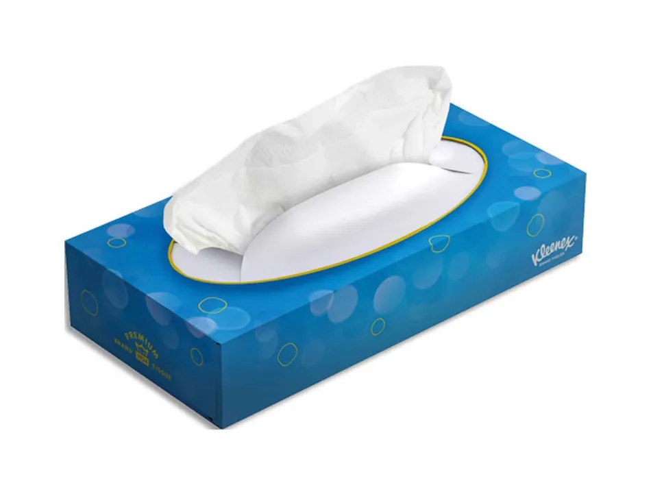 Mouchoirs kleenex 3 plis format rectangulaire coloris blanc dimensions l23 x h4,6 x p11,4 cm boîte 72 unites