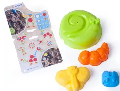 Moule à sable miniland en plastique formes et coloris assortis 140mm set de 4 unités