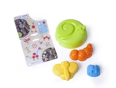 Moule à sable miniland en plastique formes et coloris assortis 140mm set de 4 unités