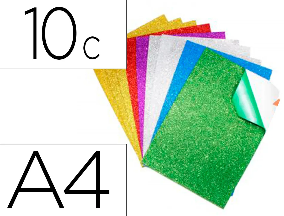 Mousse eva sodertex pailletee adhesive 2mm 210x297mm 10 coupons 6 coloris assortis