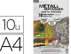 Métal à repousser jpc format a4 210x297mm coloris assortis or/argent sachet 10f