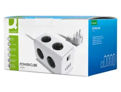 Multiprise q-connect 10 en 1 cable 1,4m 6 prises courant 3 ports usb 1 port usb-c 140x76x87 mm