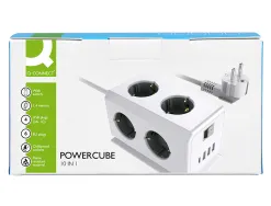 Multiprise q-connect 10 en 1 cable 1,4m 6 prises courant 3 ports usb 1 port usb-c 140x76x87 mm