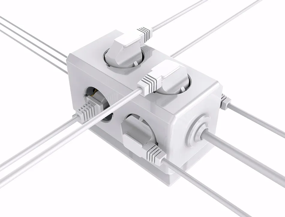 Multiprise q-connect 10 en 1 cable 1,4m 6 prises courant 3 ports usb 1 port usb-c 140x76x87 mm