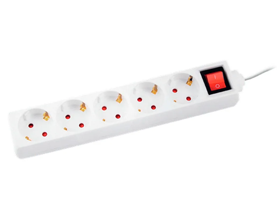 Multiprise q-connect de 5 prises avec interrupteur longueur cable 1,5m coloris blanc
