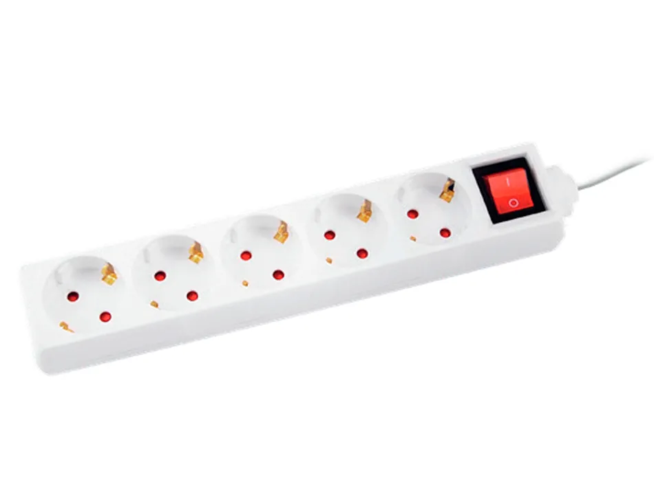 Multiprise q-connect de 5 prises avec interrupteur longueur cable 1,5m coloris blanc