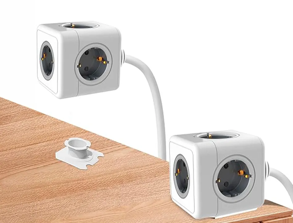 Multiprise q-connect power cube 5 en 1 cable 1,4m 5 prises courant 75x75x112 mm