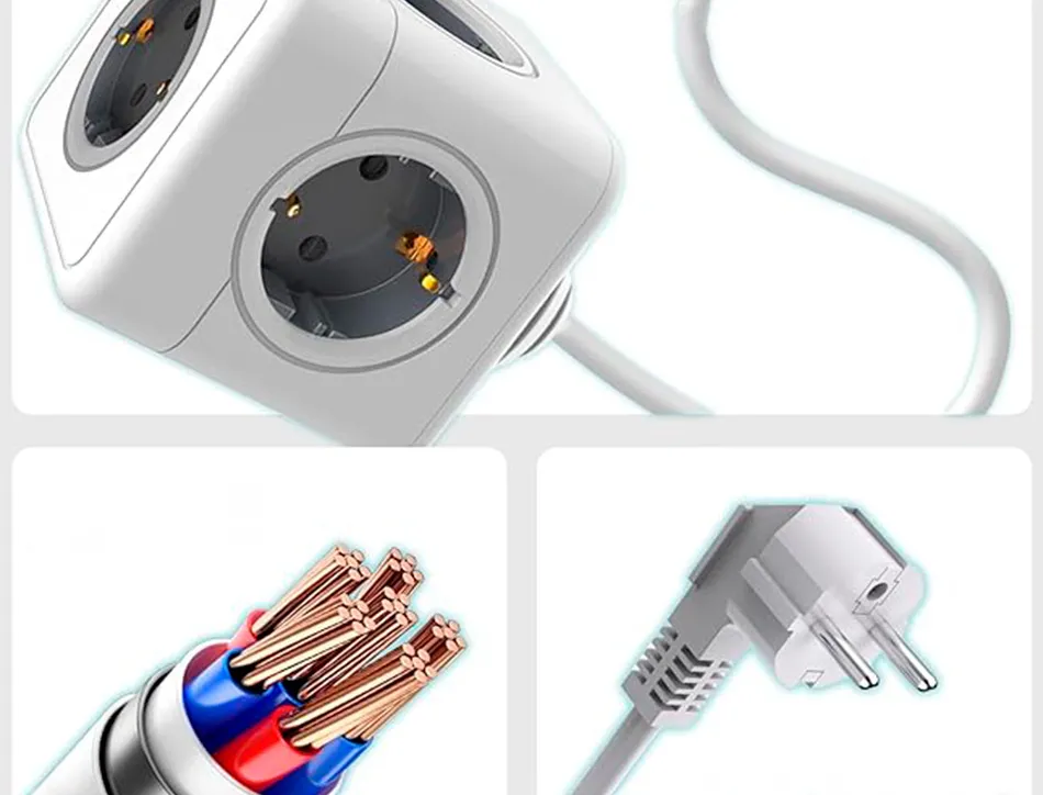 Multiprise q-connect power cube 5 en 1 cable 1,4m 5 prises courant 75x75x112 mm