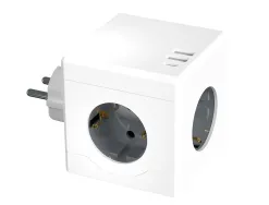 Multiprise q-connect power cube 6 en 1 connexion directe murale 3 prises courant 2 ports usb 1 port
