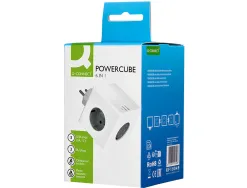 Multiprise q-connect power cube 6 en 1 connexion directe murale 3 prises courant 2 ports usb 1 port