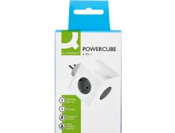 Multiprise q-connect power cube 6 en 1 connexion directe murale 3 prises courant 2 ports usb 1 port