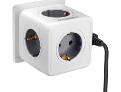 Multiprise q-connect power cube 5 en 1 connexion directe prise murale 5 prises courant 75x75x112 mm