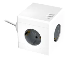 Multiprise q-connect power cube 6 en 1 cable 1,4m 3 prises courant 2 ports usb 1 port usb-c 75x75x112 mm