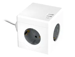 Multiprise q-connect power cube 6 en 1 cable 1,4m 3 prises courant 2 ports usb 1 port usb-c 75x75x112 mm