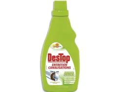 Nettoyant destop canalisations javel 4/1 sans soude caustique tous types canalisations odorstop citron flacon 750ml