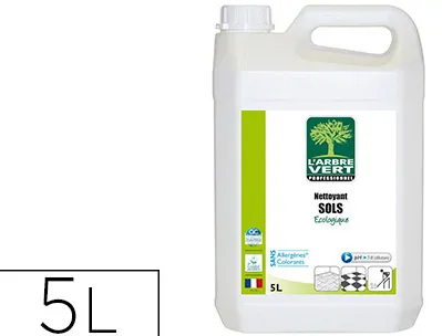 Nettoyant sol arbre vert concentré diluer carrelage tomettes plastiques parquets vitrifiés auto-laveuse romarin bidon 5l