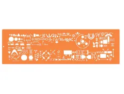 Normographe minerva nº9 trace symboles architectographe echelle 1/50 plastique coloris orange