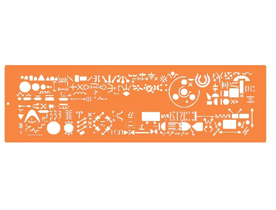 Normographe minerva nº9 trace symboles architectographe echelle 1/50 plastique coloris orange