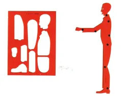 Normographe minerva nº30 trace silhouette pilote mini maxi echelle 1:10 plastique coloris orange