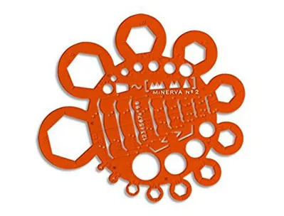 Normographe minerva trace écrous rond standard n.2 en plastique coloris orange