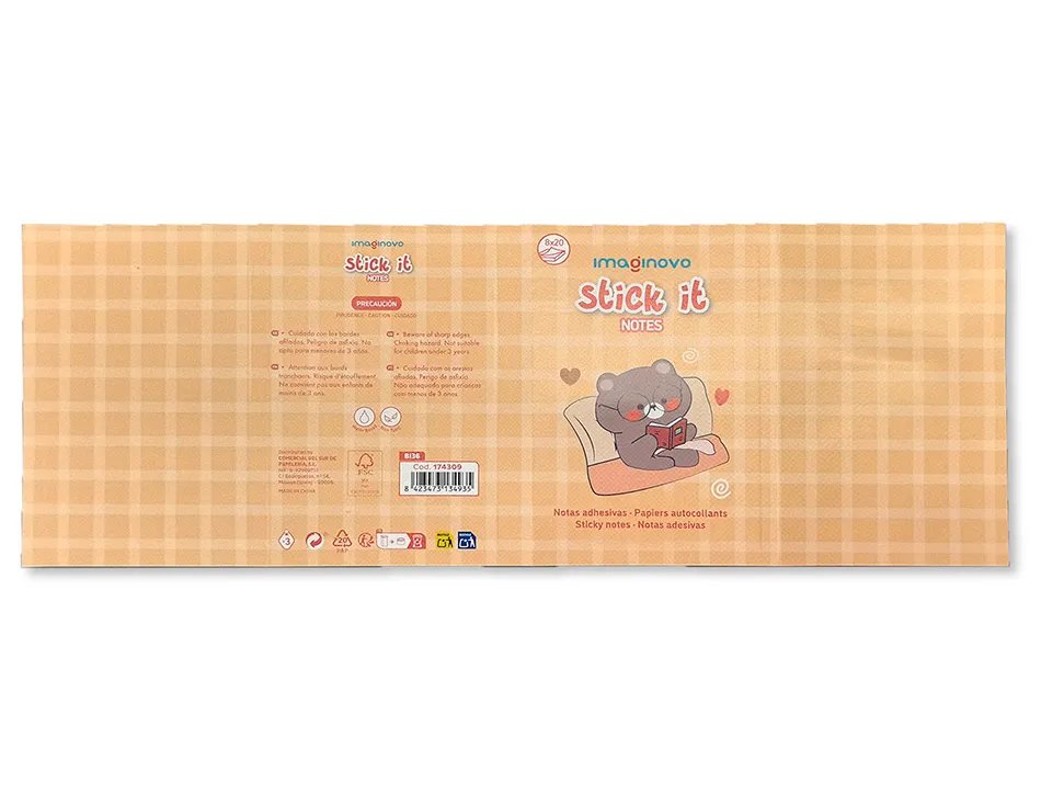 Notes adhesives imaginovo stick it notebook 20 notes adhesives ourson tailles assorties