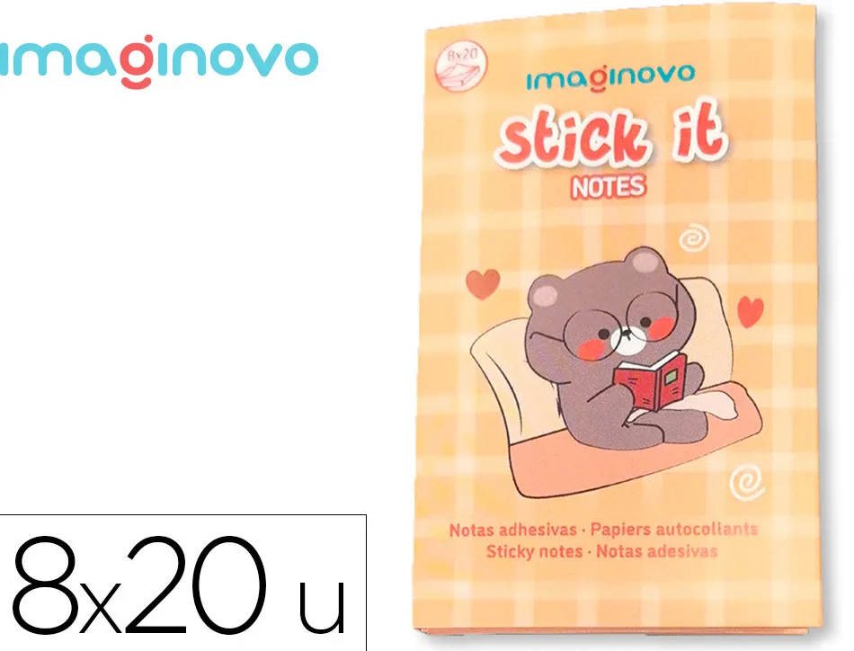 Notes adhesives imaginovo stick it notebook 20 notes adhesives ourson tailles assorties