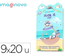 Notes adhesives imaginovo stick it notebook 20 notes adhesives pirate tailles assorties boussole