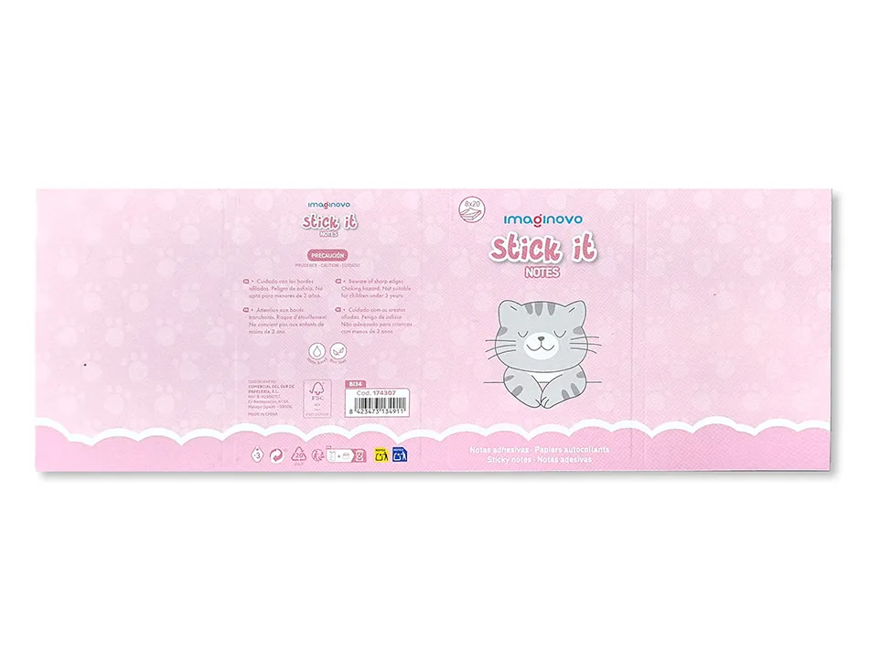 Notes adhesives imaginovo stick it notebook 20 notes adhesives chaton tailles assorties