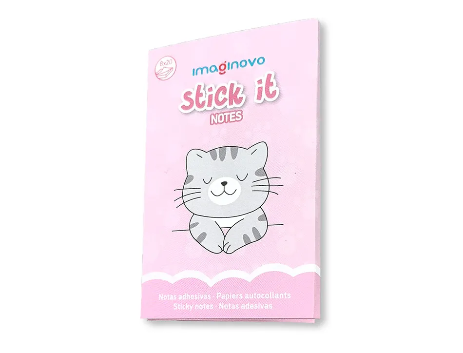 Notes adhesives imaginovo stick it notebook 20 notes adhesives chaton tailles assorties