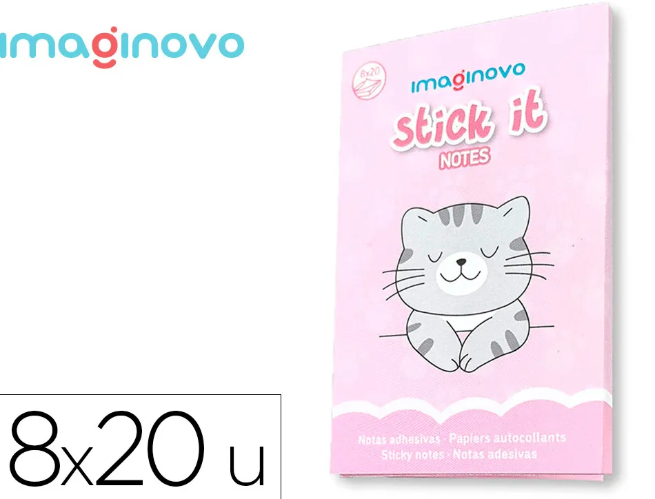 Notes adhesives imaginovo stick it notebook 20 notes adhesives chaton tailles assorties