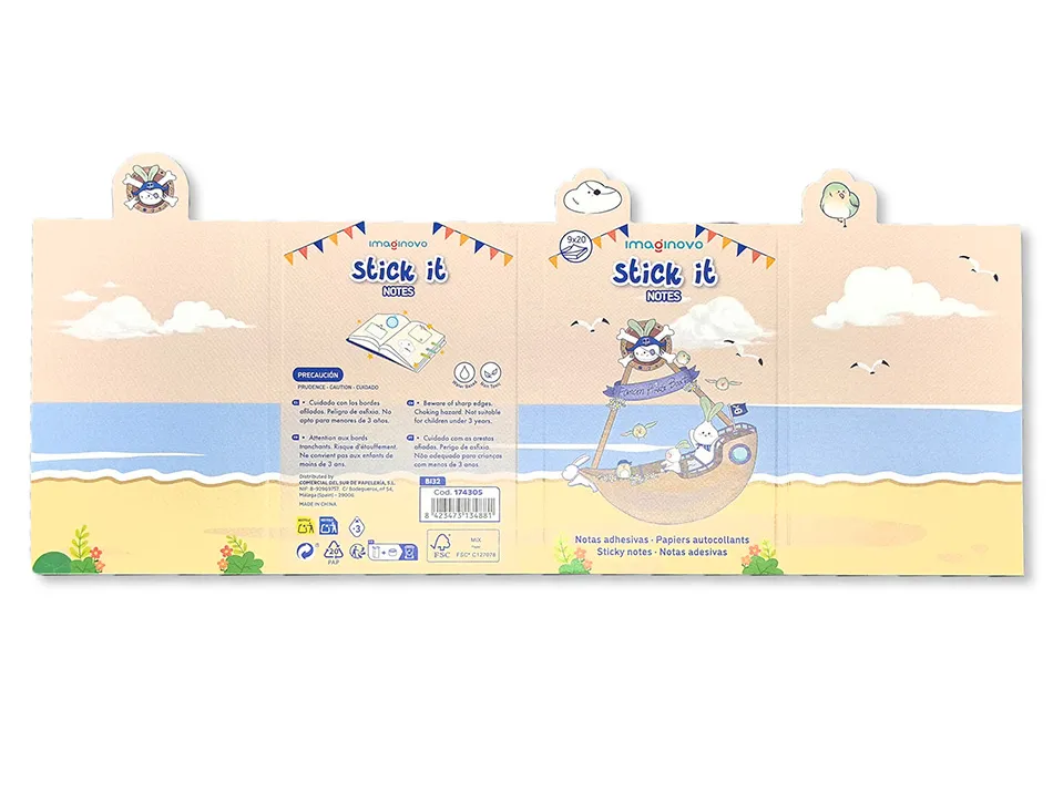Notes adhesives imaginovo stick it notebook 20 notes adhesives pirate tailles assorties drapeau