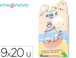 Notes adhesives imaginovo stick it notebook 20 notes adhesives pirate tailles assorties drapeau