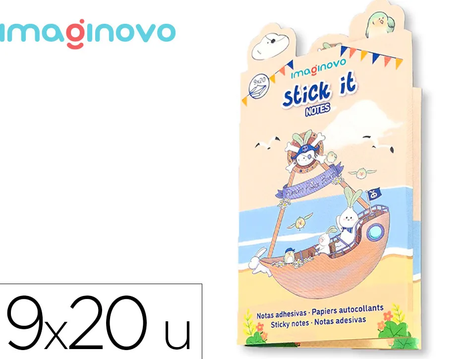 Notes adhesives imaginovo stick it notebook 20 notes adhesives pirate tailles assorties drapeau