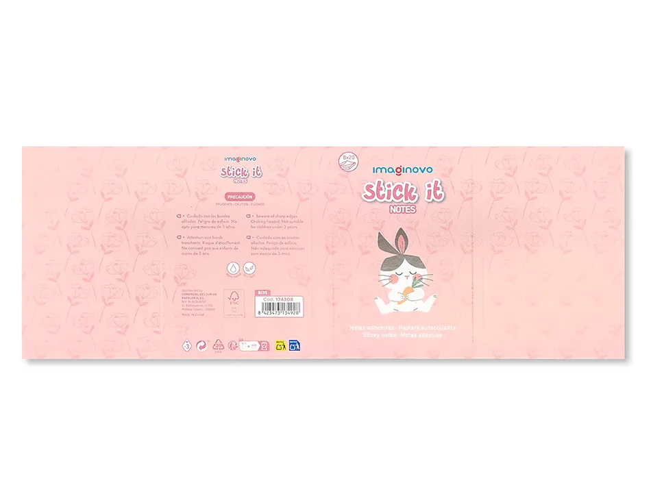 Notes adhesives imaginovo stick it notebook 20 notes adhesives lapin tailles assorties