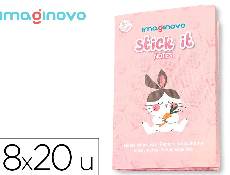 Notes adhesives imaginovo stick it notebook 20 notes adhesives lapin tailles assorties